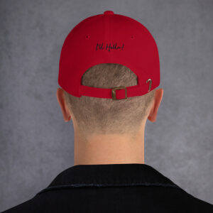Dad hat with black peace sign & 'I'll Holla!' on the back