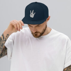 Snapback Hat with white peace sign & BOLD FONT 'I'll Holla!' on the back