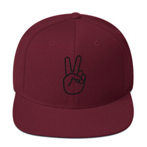 Snapback hat with black peace sign & BOLD FONT for ‘I’ll Holla!’ on the back